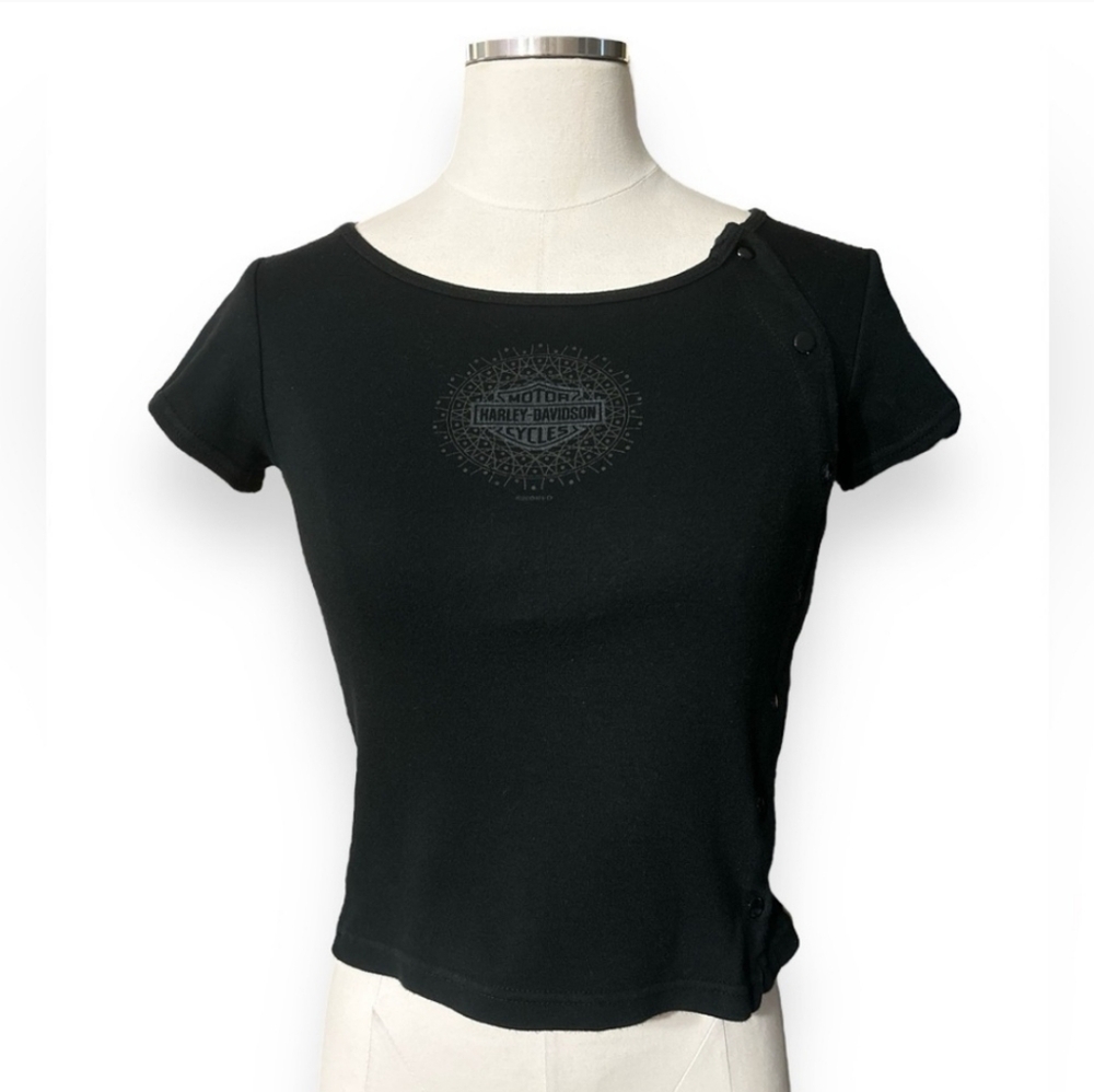 HARLEY-DAVIDSON 2004 Black Snap-Front Baby Doll Shirt